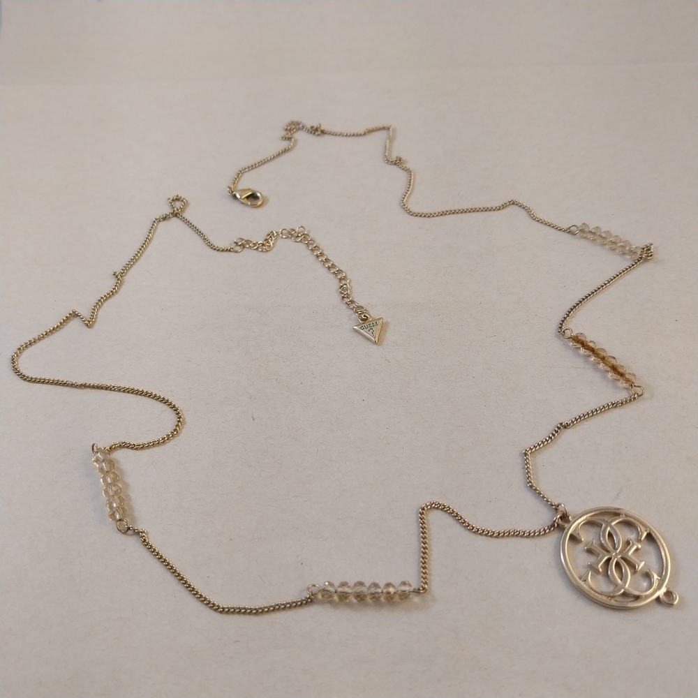 Guess Gold and Crystal Pendant Necklace
